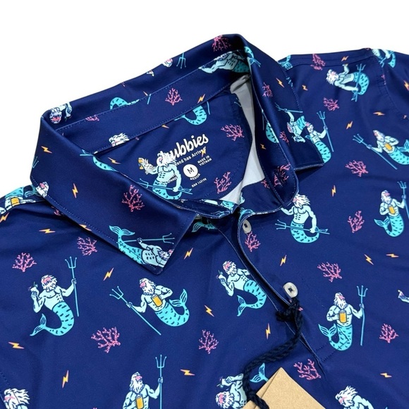 Chubbies Golf Polo Men's Medium The Triton Of The Sea Performance Polo Blue NEW - Picture 4 of 12